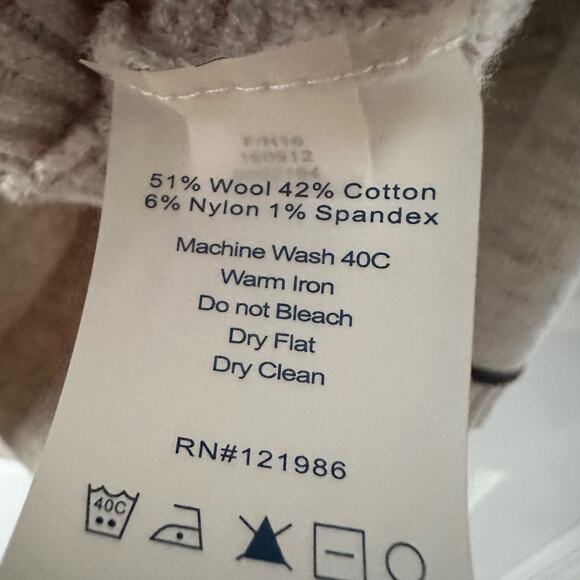 Title Nine Beige Wool Blend Contrast Trim Long Tunic Sweater Dress Medium - Picture 8 of 11